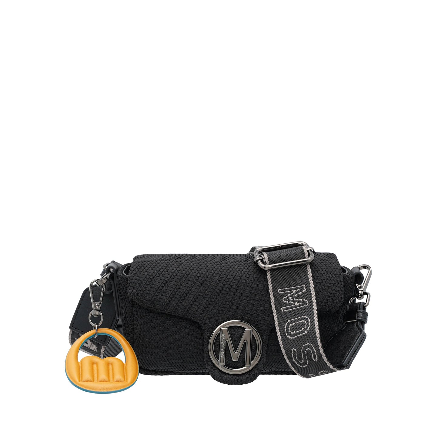 Fabric Netting Front Flap Sling Bag