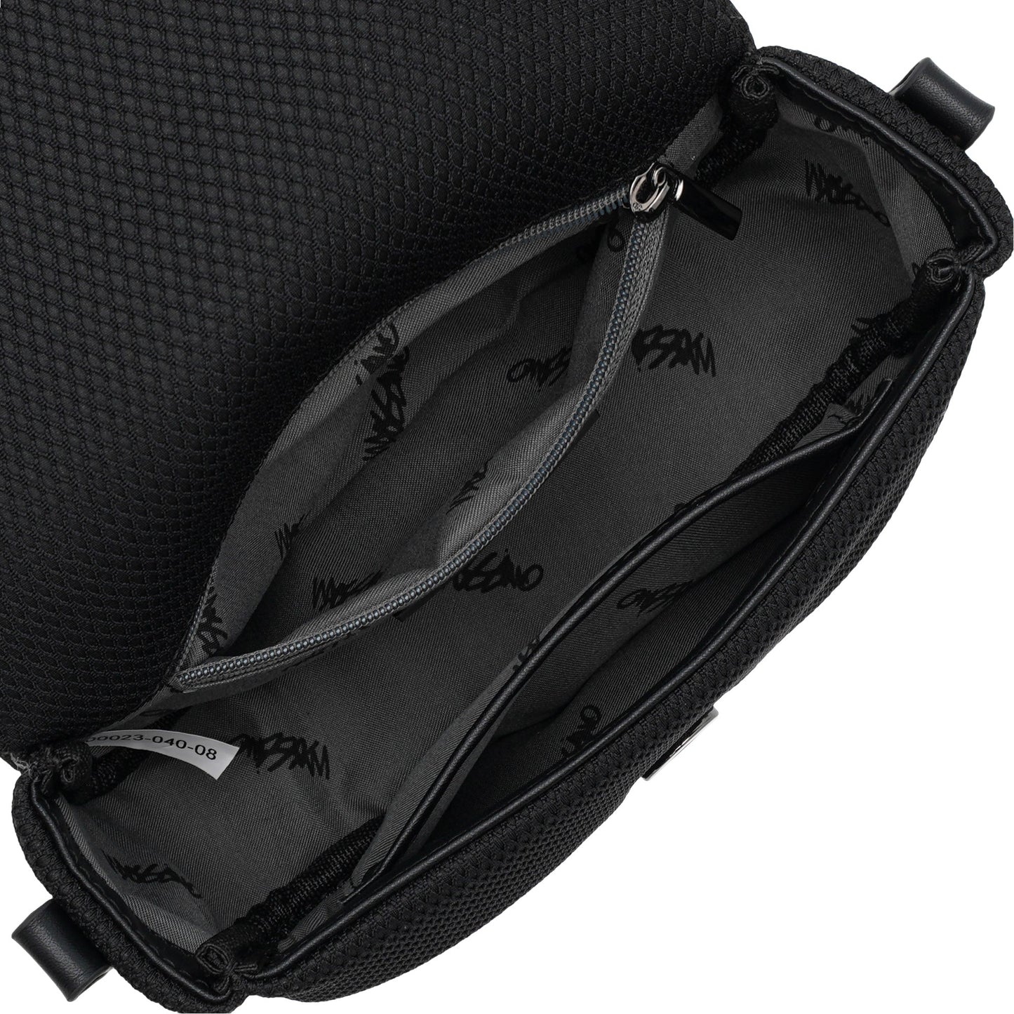 Fabric Netting Front Flap Sling Bag