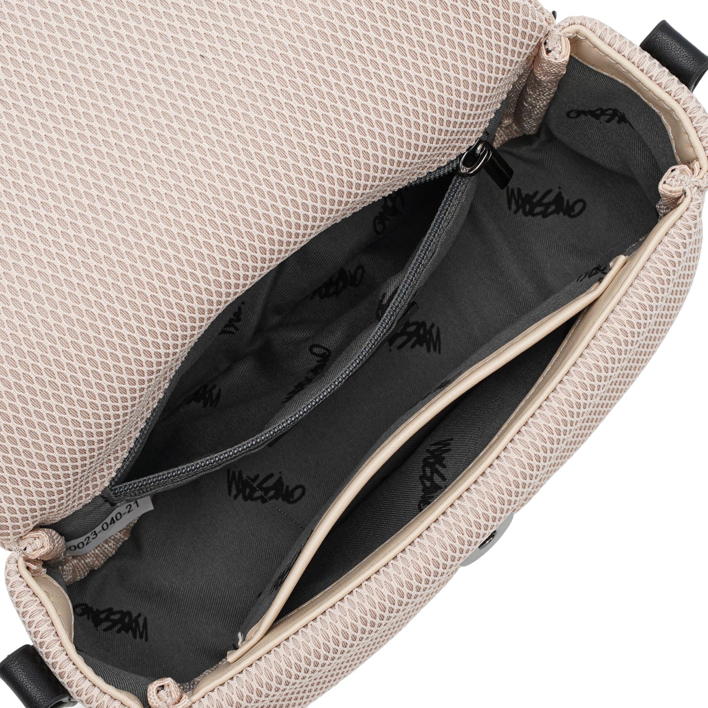 Fabric Netting Front Flap Sling Bag