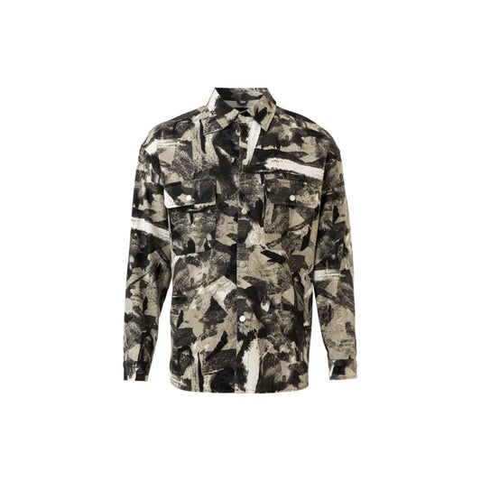 Brush Print Effect Long Sleeve Shirt